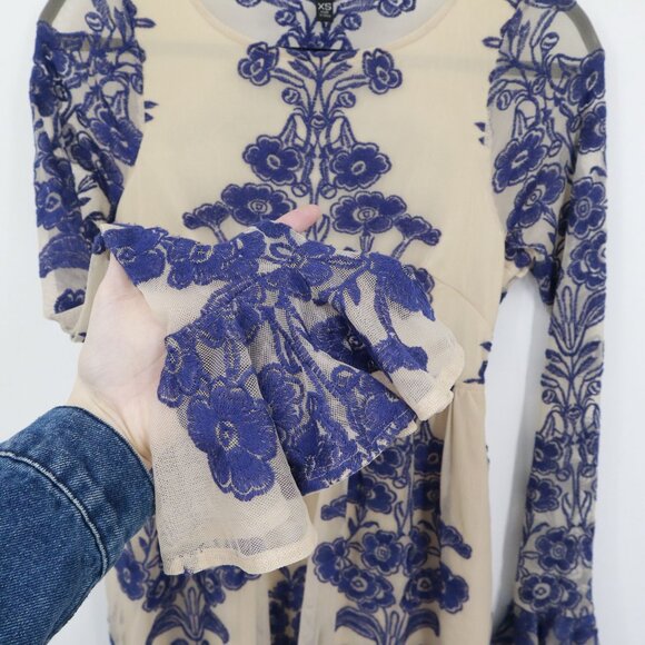 For Love & Lemons Temecula Mini Dress Womens XS Blue Boho Festival Feminine - Picture 12 of 16